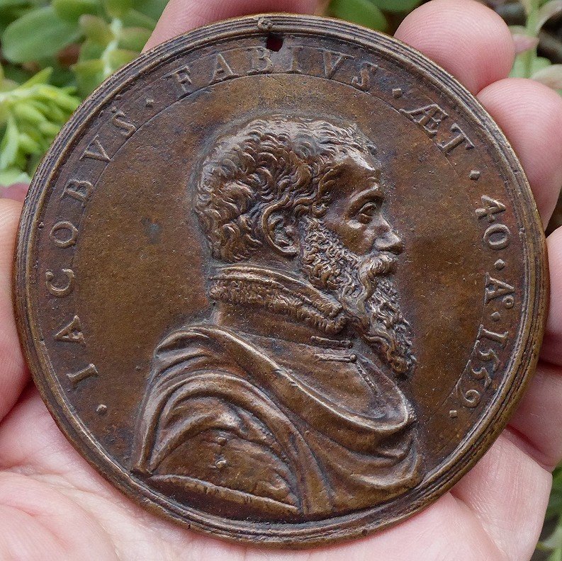 Rare Médaille Par Steven Van Herwijck - 1559 - Au Revers Rare Plaquette Isaac Bénissant Jacob-photo-3