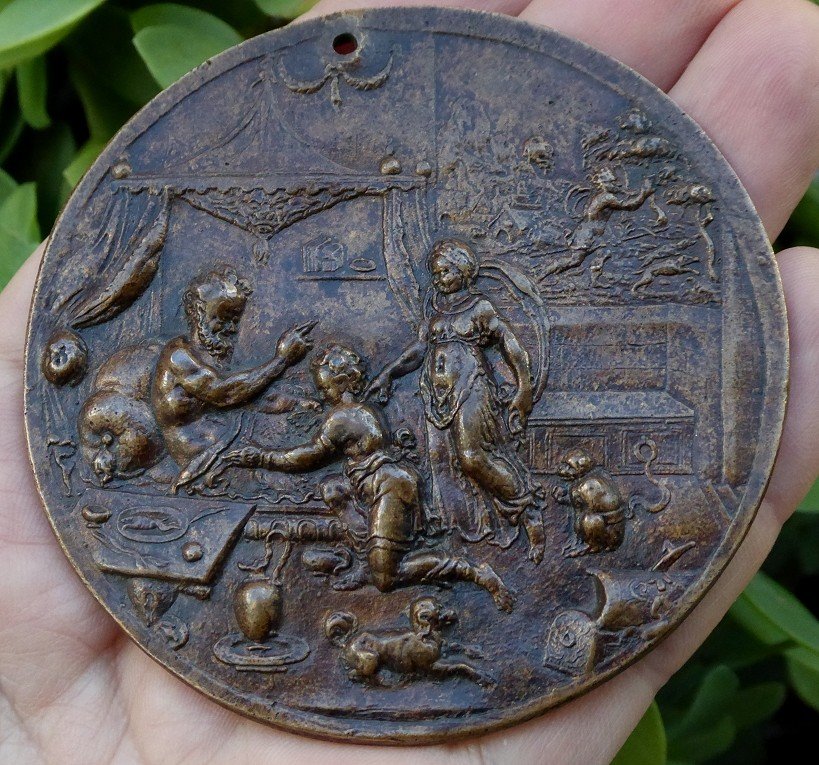 Rare Médaille Par Steven Van Herwijck - 1559 - Au Revers Rare Plaquette Isaac Bénissant Jacob-photo-2