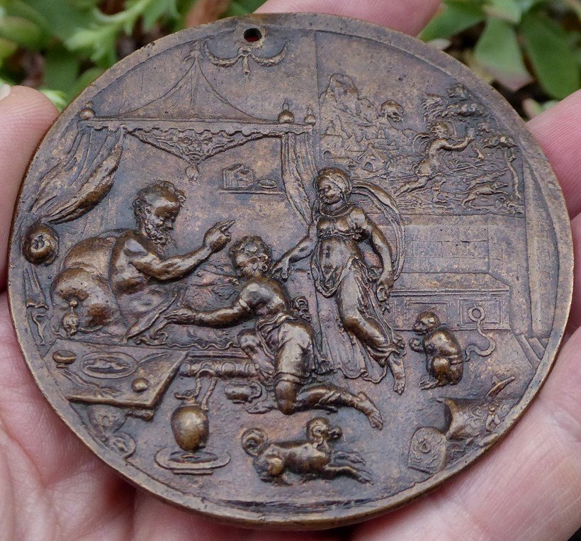 Rare Médaille Par Steven Van Herwijck - 1559 - Au Revers Rare Plaquette Isaac Bénissant Jacob-photo-3