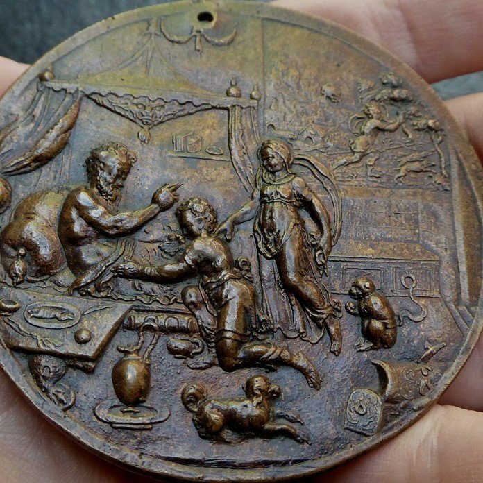 Rare Médaille Par Steven Van Herwijck - 1559 - Au Revers Rare Plaquette Isaac Bénissant Jacob-photo-4