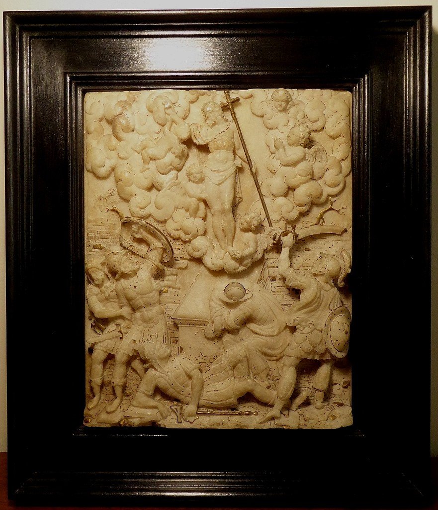 The Resurrection - Large Alabaster From Mechelen / Malines, 16th Century