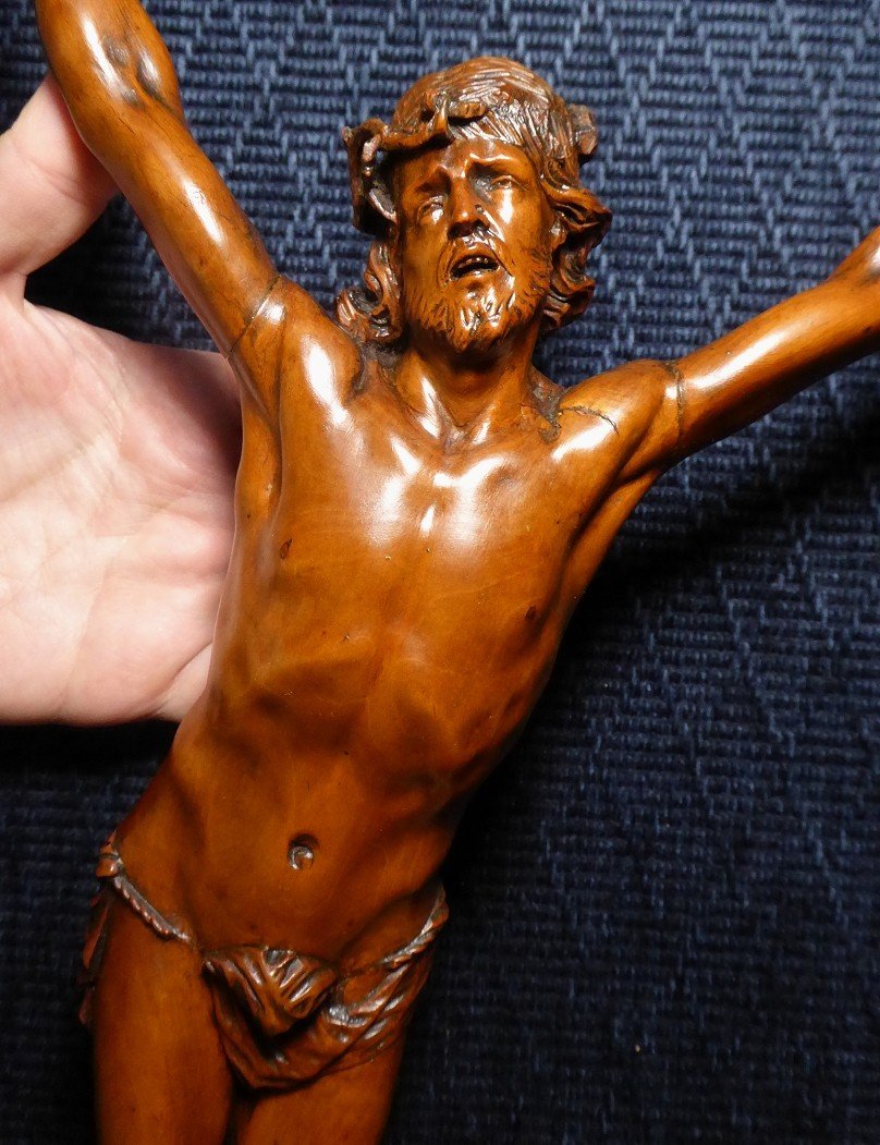 Grand Christ En Buis Sculpté - France XVIIIe Siècle-photo-2