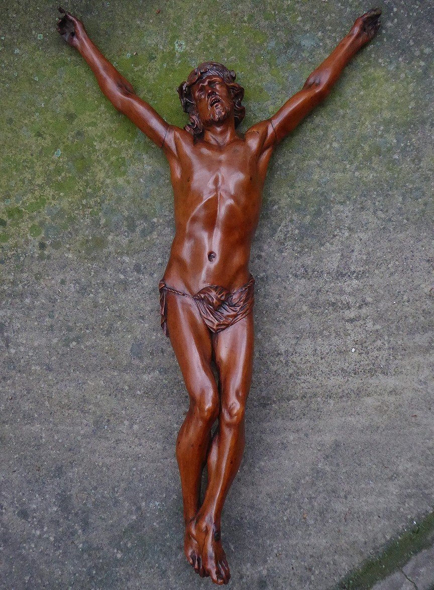 Grand Christ En Buis Sculpté - France XVIIIe Siècle-photo-4