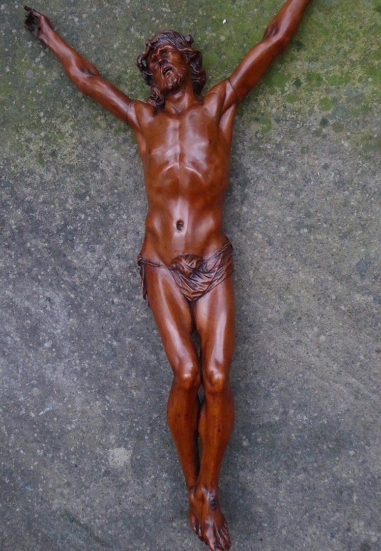 Grand Christ En Buis Sculpté - France XVIIIe Siècle-photo-6