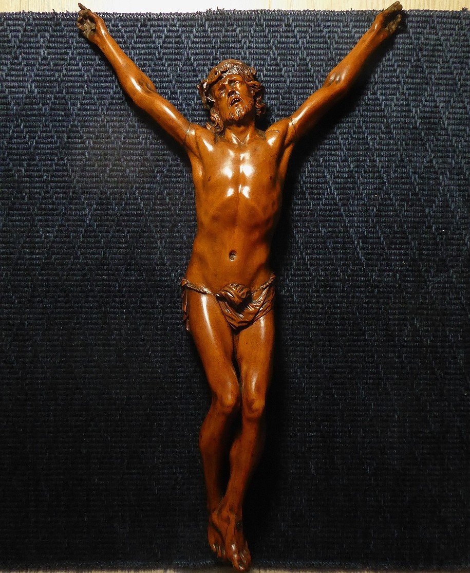 Grand Christ En Buis Sculpté - France XVIIIe Siècle