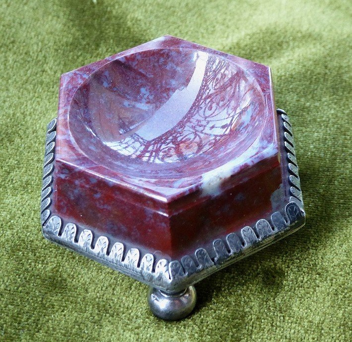 Salt Cellar Late 17th Or Early 18th Century In Jasper And Silver-photo-4