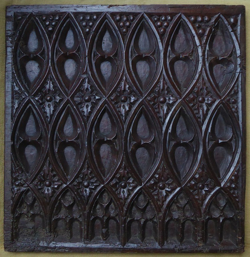 Gothic Panel In Carved Walnut, Late 15th Or Early 16th Century-photo-2