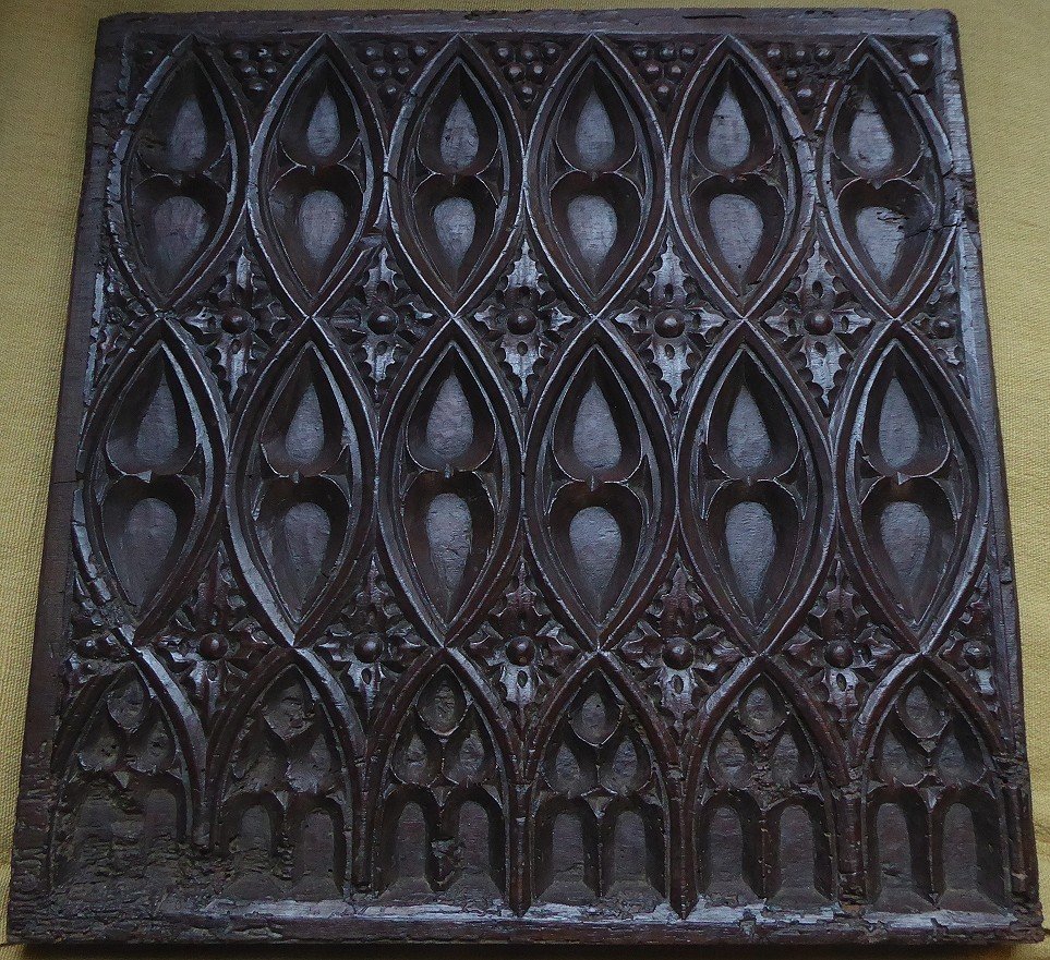 Gothic Panel In Carved Walnut, Late 15th Or Early 16th Century-photo-3