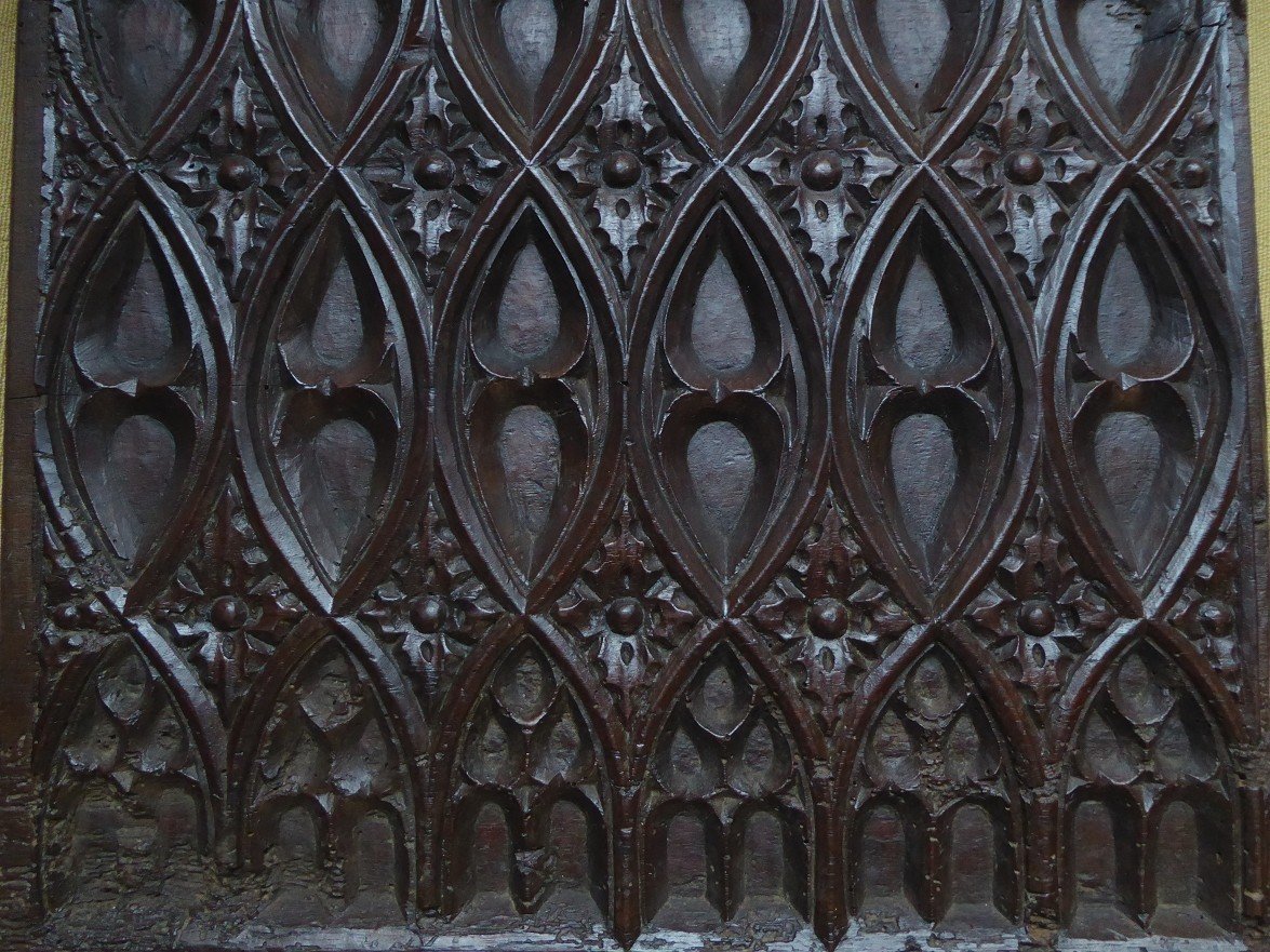 Gothic Panel In Carved Walnut, Late 15th Or Early 16th Century-photo-2