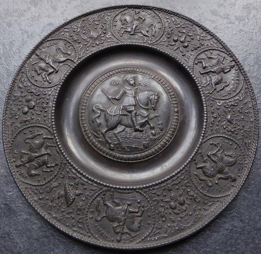 Pewter Paten After Paulus öham The Younger - With Gustavus Adolphus Of Sweden-photo-2