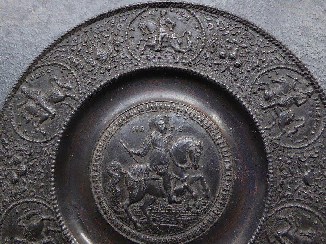 Pewter Paten After Paulus öham The Younger - With Gustavus Adolphus Of Sweden-photo-3