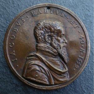 Rare Médaille Par Steven Van Herwijck - 1559 - Au Revers Rare Plaquette Isaac Bénissant Jacob