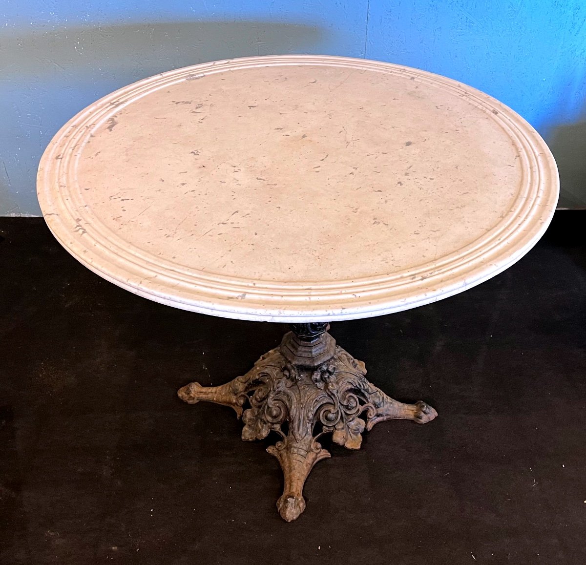 Table De Jardin XIXème - Marbre Et Fonte 