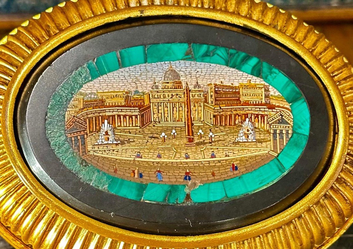 Gilded Bronze Box With An Oval Micromosaic Set On The Lid.-photo-6