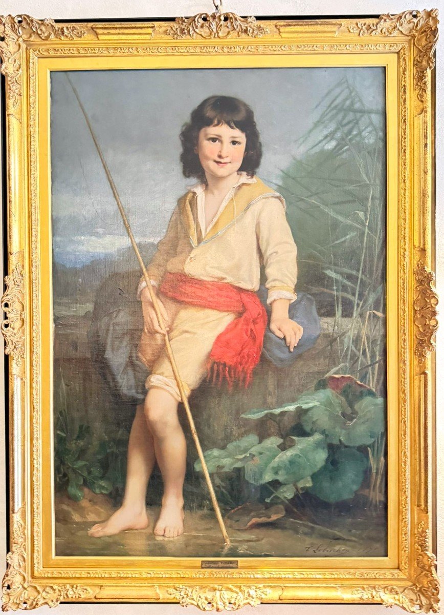 Timoléon Lobrichon (1831 Cornod – 1914 Paris) Le Jeune Pêcheur.-photo-3