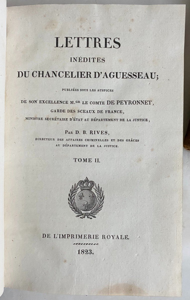 Lettres Inédites Du Chancelier d'Aguesseau Imprimerie Royale 1823-photo-4