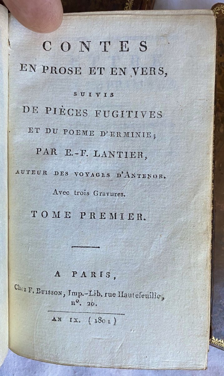 Edition Originale Contes En Prose Et En Vers Par Lantier Paris 1801 Complet 3 Volumes Gravures-photo-3