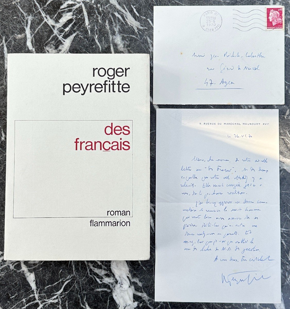 From The French Roger Peyrefitte Ed.0original With Sending And Autograph Letter Talking About The Book