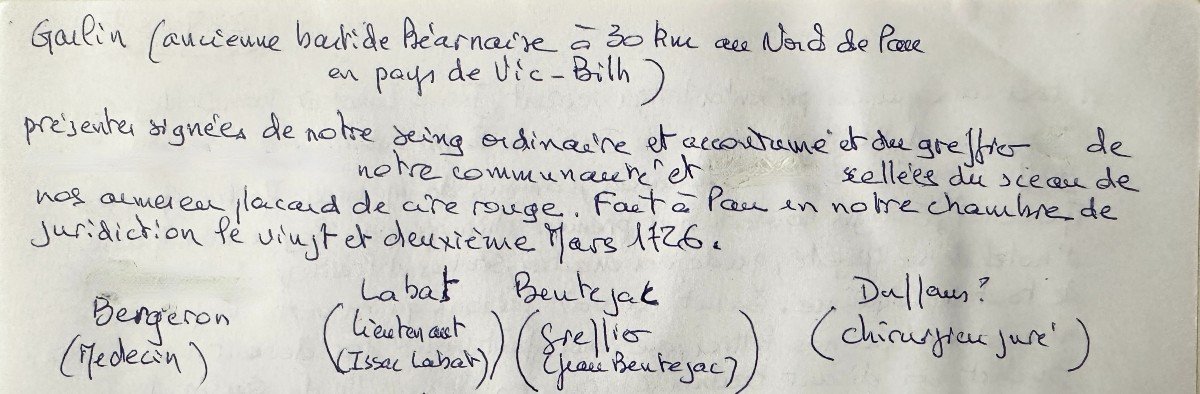 Lettres Autorisant La Pratique De Barbier-chirurgien à P. Buchet  En 1726 à Garlin En Béarn Pau-photo-2