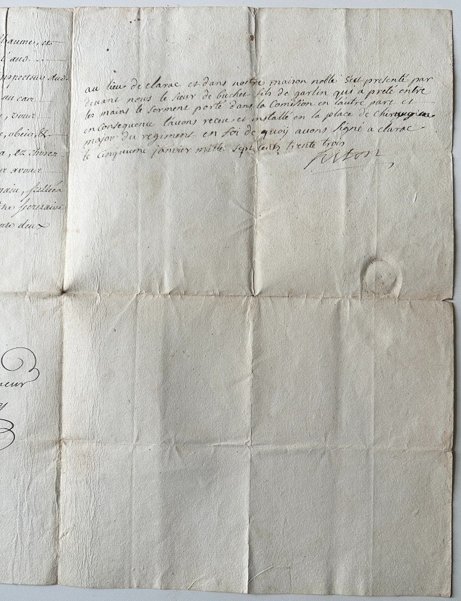 1733 Duc Antoine De Gramont Nomme Buchet  Chirurgien Major Au Régiment Des Bandes Béarnaises -photo-2