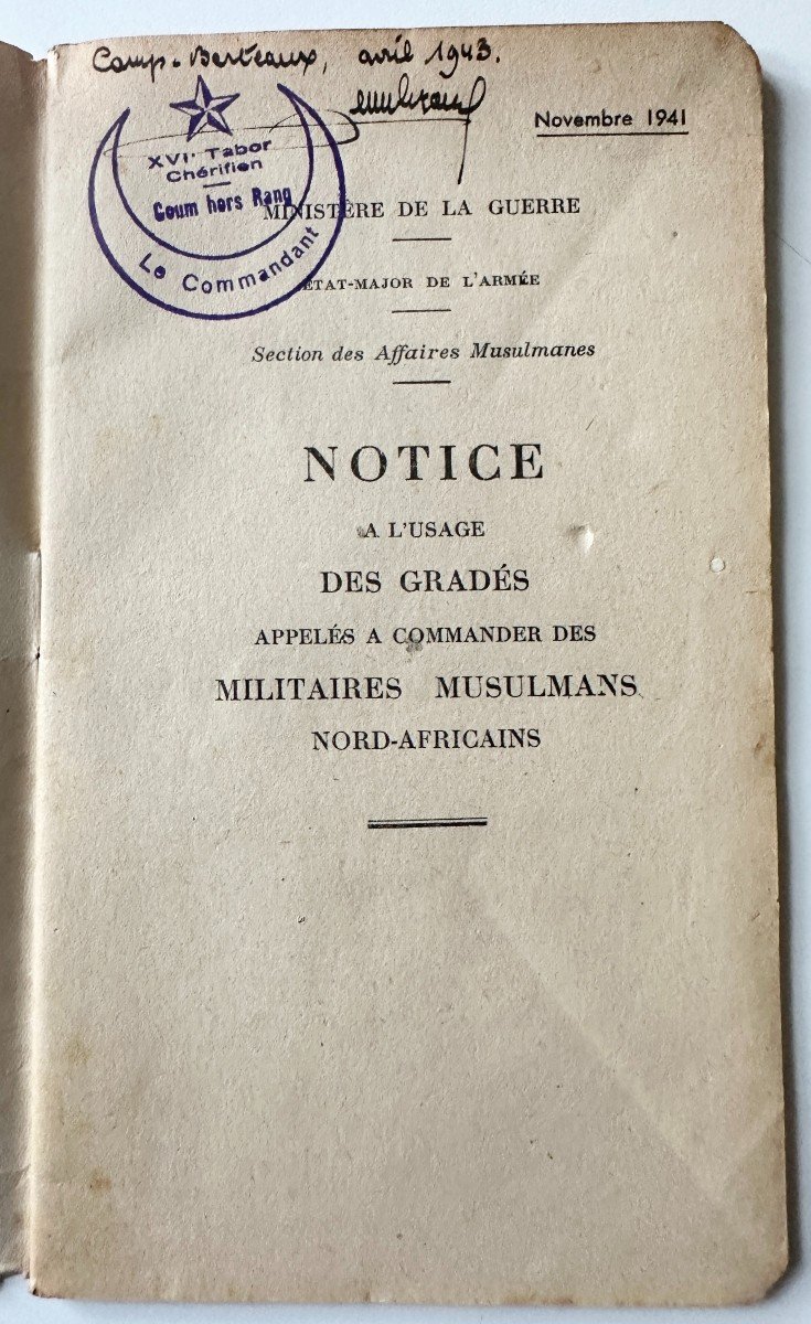 Notice For The Use Of Officers Called To Command North African Muslim Soldiers 1941-photo-2