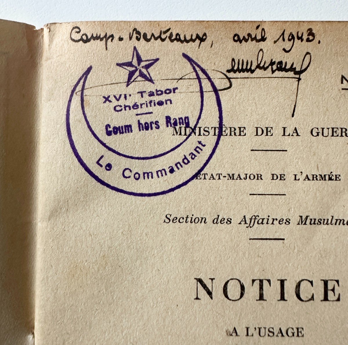 Notice For The Use Of Officers Called To Command North African Muslim Soldiers 1941-photo-3