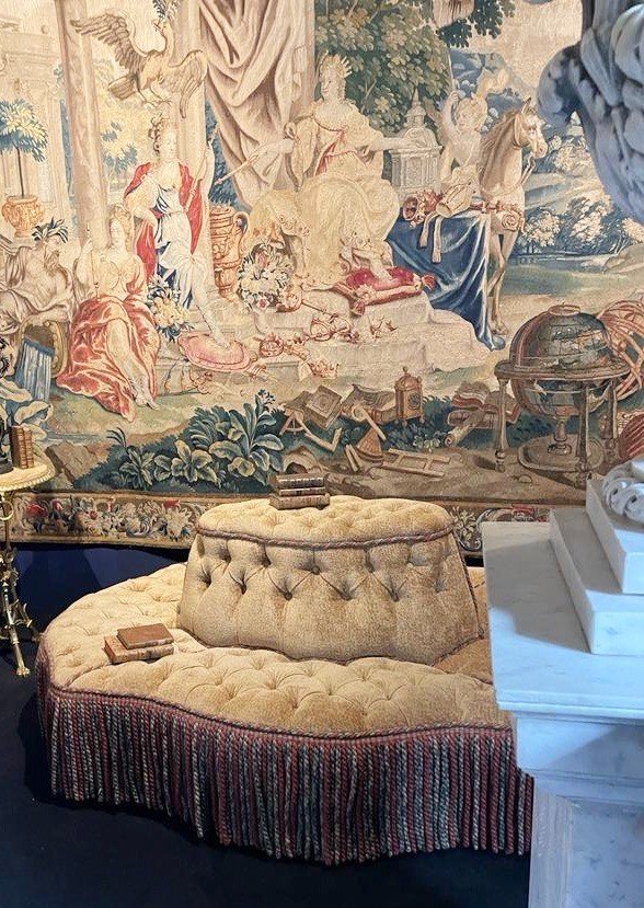 Rare Borne Sofa From The Napoleon III Period Beautiful Trimmings-photo-3