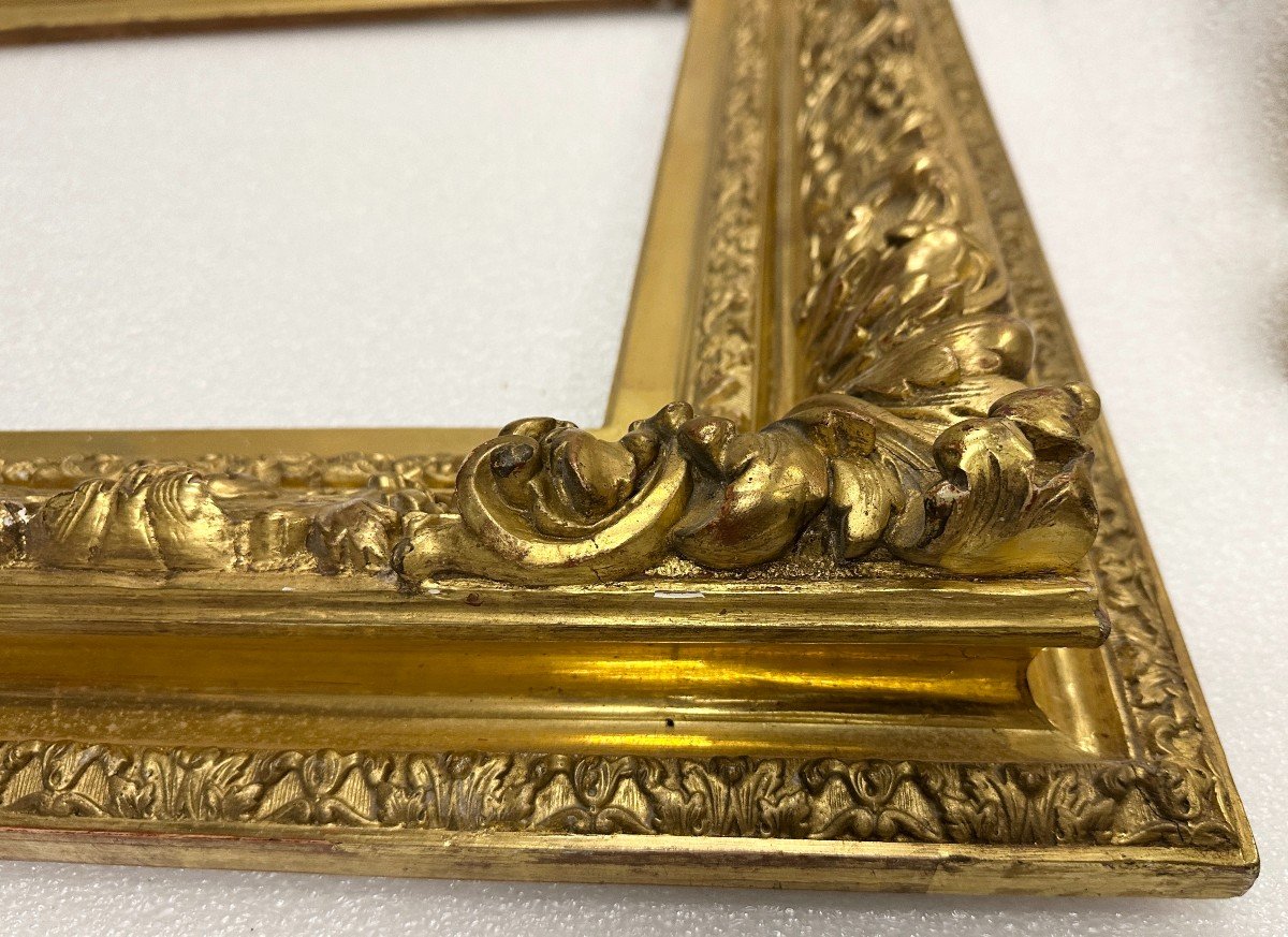 Imposing Golden Frame In The Regency Style And From The Napoleon III Period Measuring 123 Cm X 82 Cm -photo-2