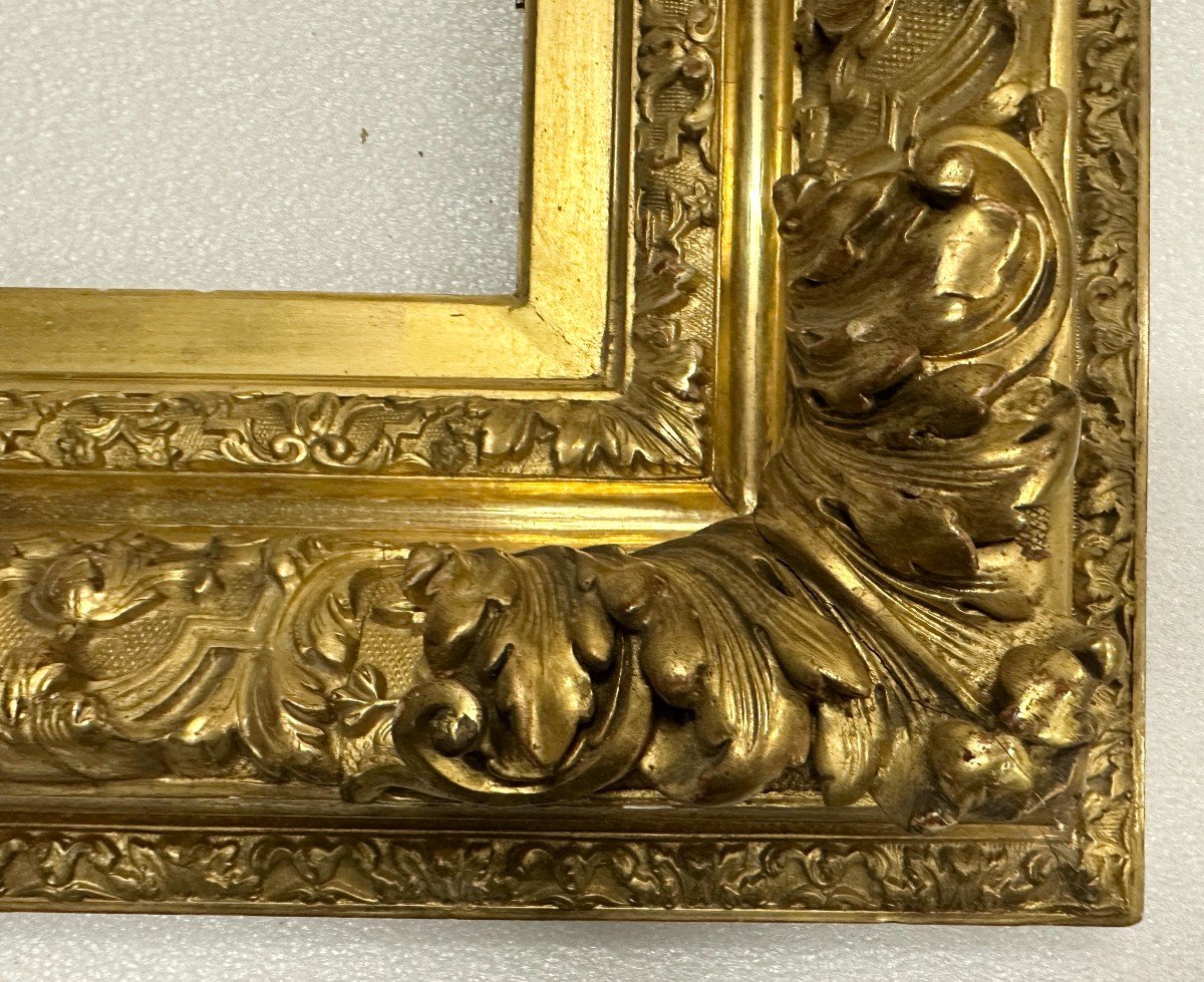 Imposing Golden Frame In The Regency Style And From The Napoleon III Period Measuring 123 Cm X 82 Cm -photo-3