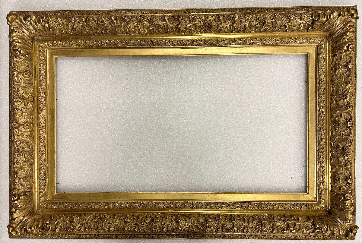 Imposing Golden Frame In The Regency Style And From The Napoleon III Period Measuring 123 Cm X 82 Cm -photo-4