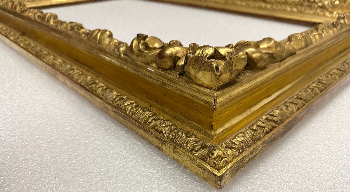 Imposing Golden Frame In The Regency Style And From The Napoleon III Period Measuring 123 Cm X 82 Cm -photo-1