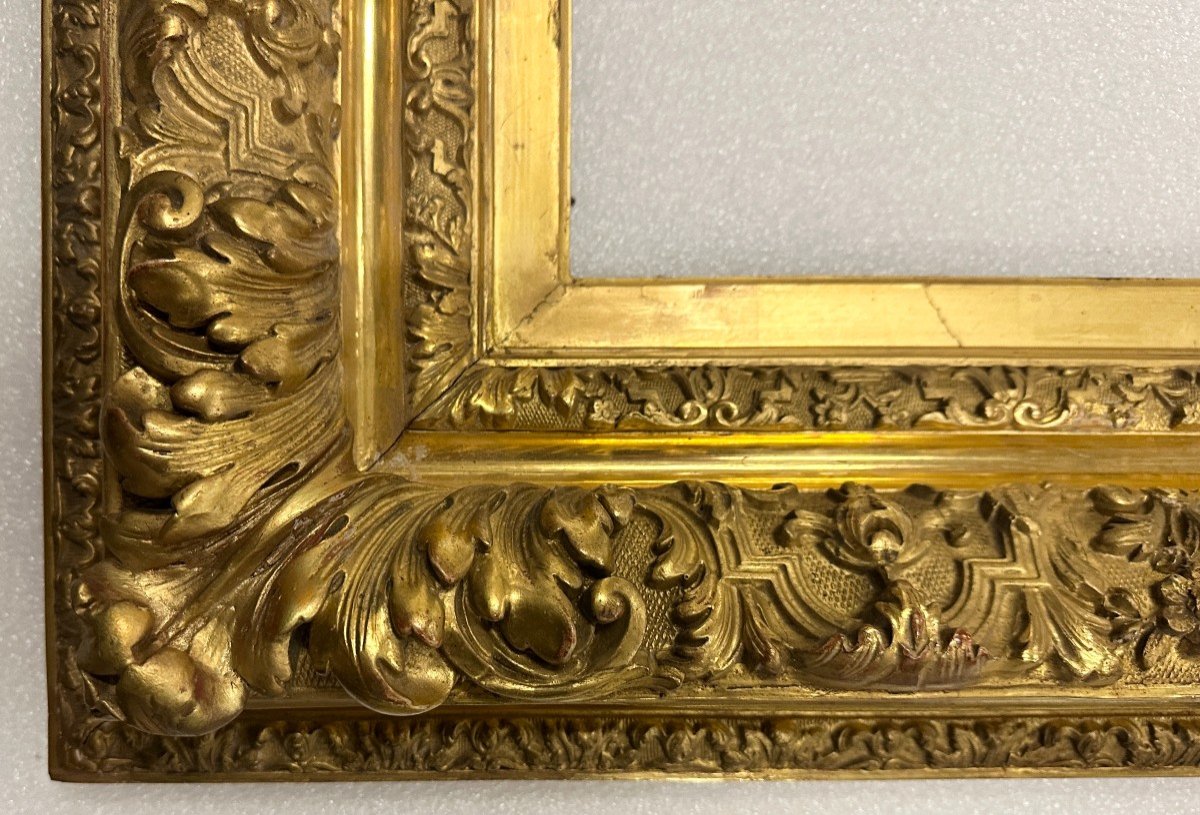 Imposing Golden Frame In The Regency Style And From The Napoleon III Period Measuring 123 Cm X 82 Cm -photo-2