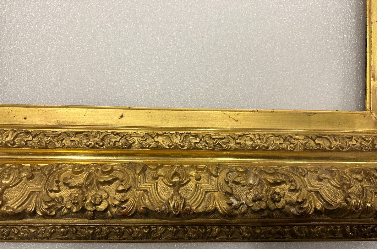 Imposing Golden Frame In The Regency Style And From The Napoleon III Period Measuring 123 Cm X 82 Cm -photo-3