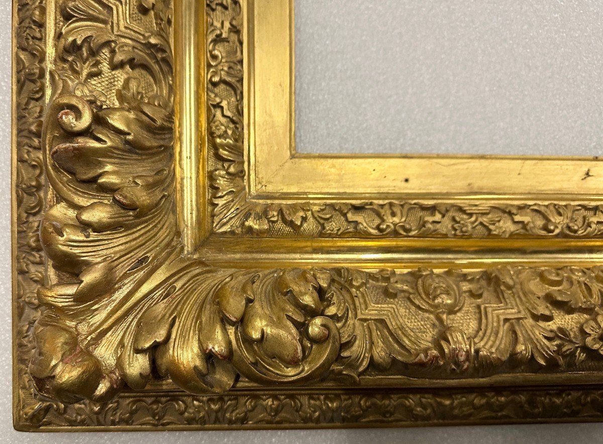 Imposing Golden Frame In The Regency Style And From The Napoleon III Period Measuring 123 Cm X 82 Cm -photo-4