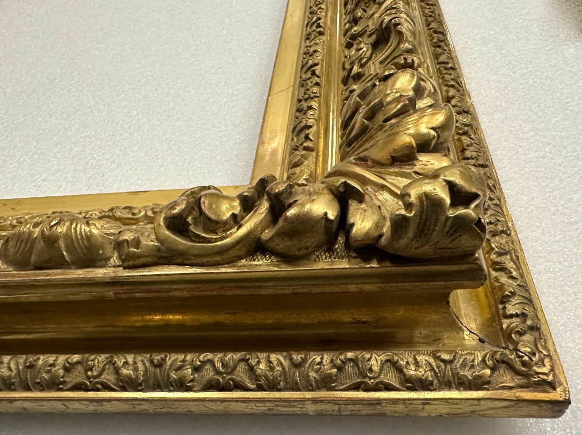 Imposing Golden Frame In The Regency Style And From The Napoleon III Period Measuring 123 Cm X 82 Cm -photo-6