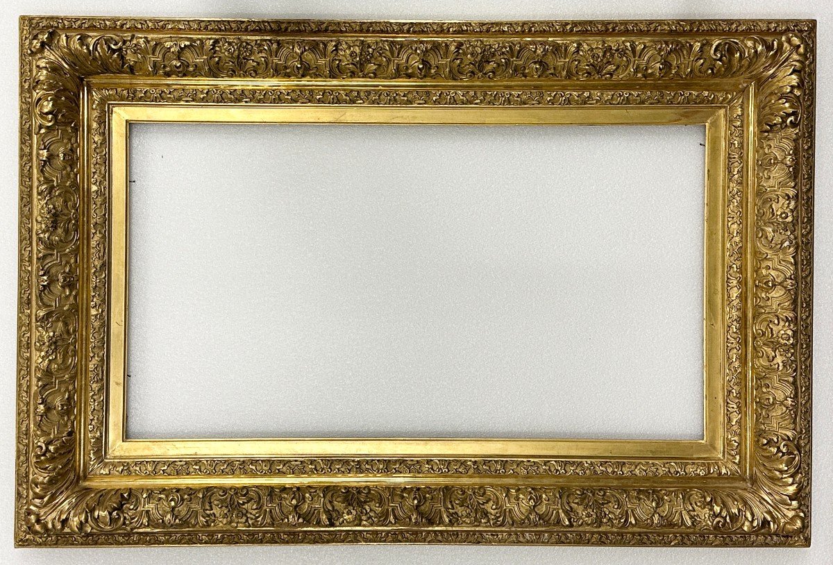 Imposing Golden Frame In The Regency Style And From The Napoleon III Period Measuring 123 Cm X 82 Cm 