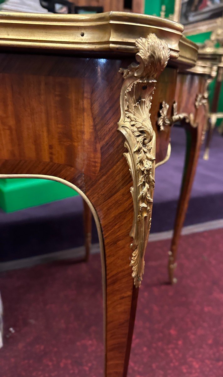 Very Beautiful Louis XV Style Writing Table, 1890s Period, Parisian Work In The Style Of Zwiener-photo-4