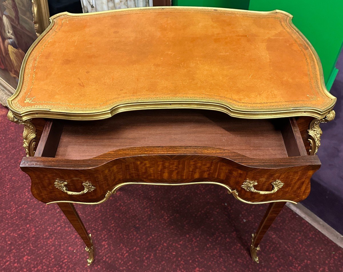 Very Beautiful Louis XV Style Writing Table, 1890s Period, Parisian Work In The Style Of Zwiener-photo-8