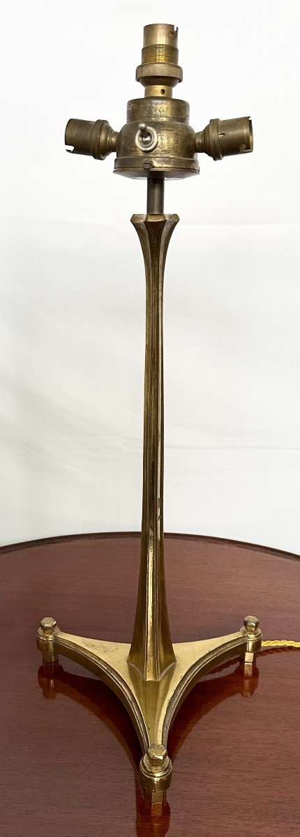 Rare Lampe En Bronze Doré Circa 1940 Par La Maison Delisle à Paris