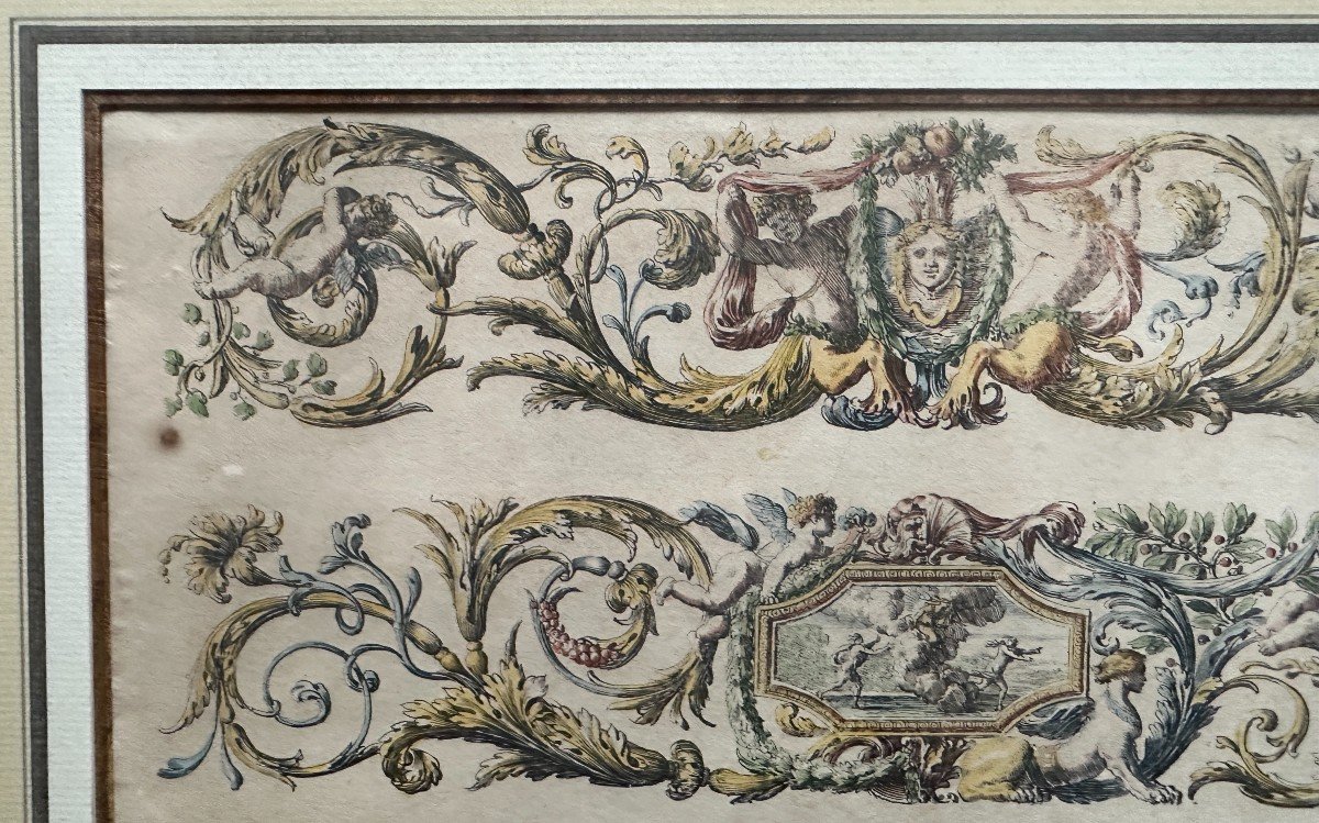 Jean Le Pautre 3 Original Proofs Circa 1680 Architectural Ornaments With Gilded Frames-photo-5