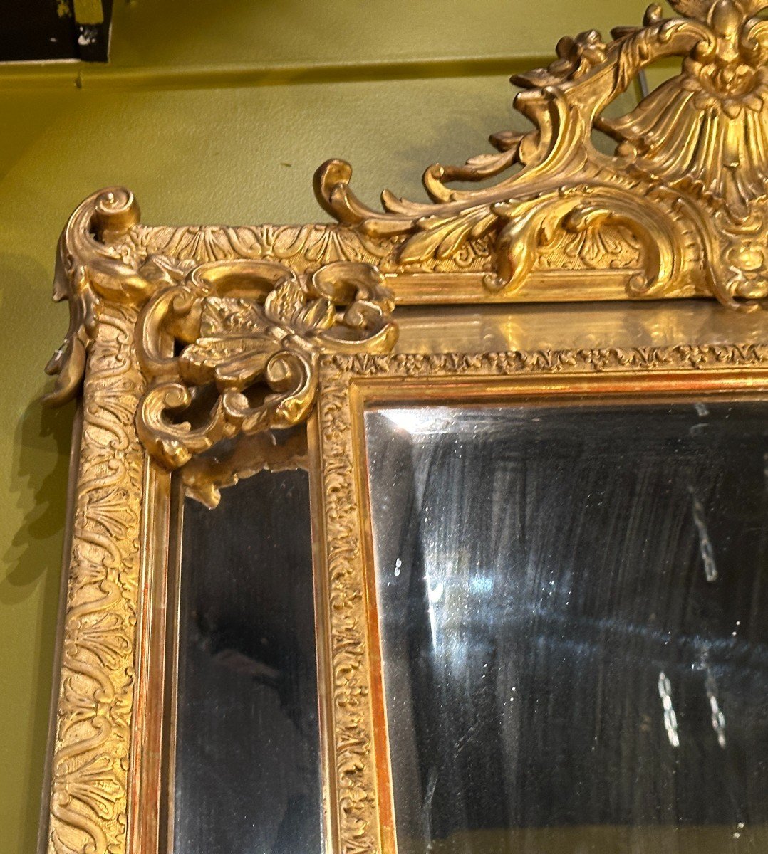 Beautiful Mirror With Glazing Beads In Gilded Wood From The Second Empire Period-photo-3