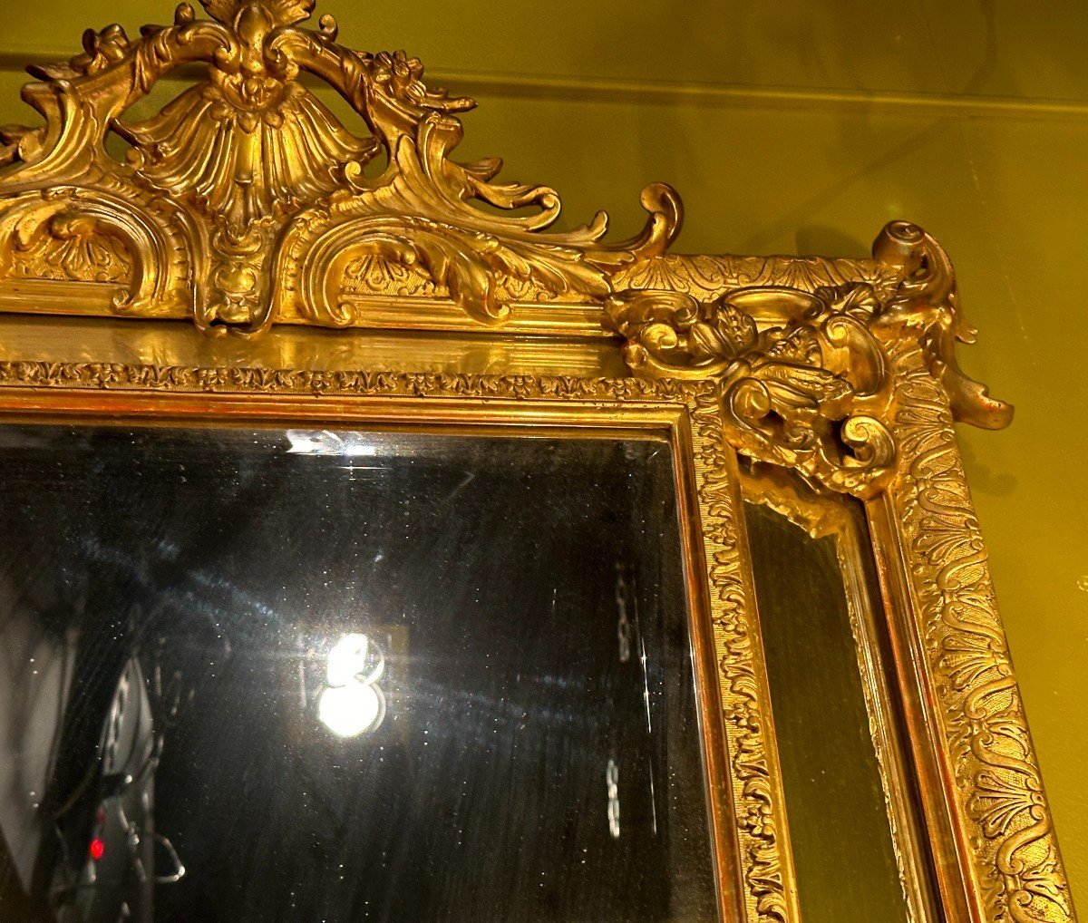 Beautiful Mirror With Glazing Beads In Gilded Wood From The Second Empire Period-photo-4