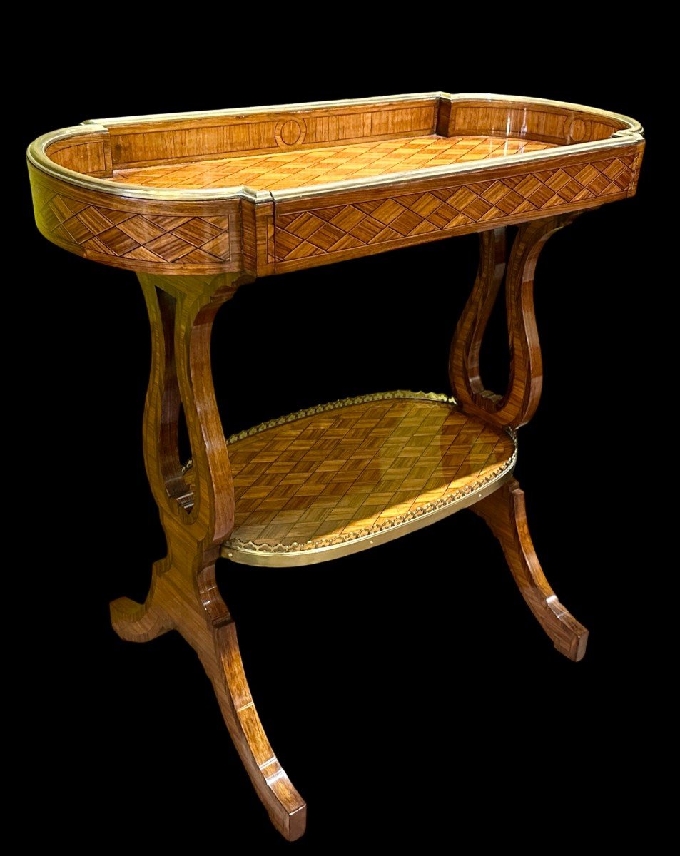 Beautiful 19th Century Trough Top Knitting Table In Rosewood Marquetry-photo-4