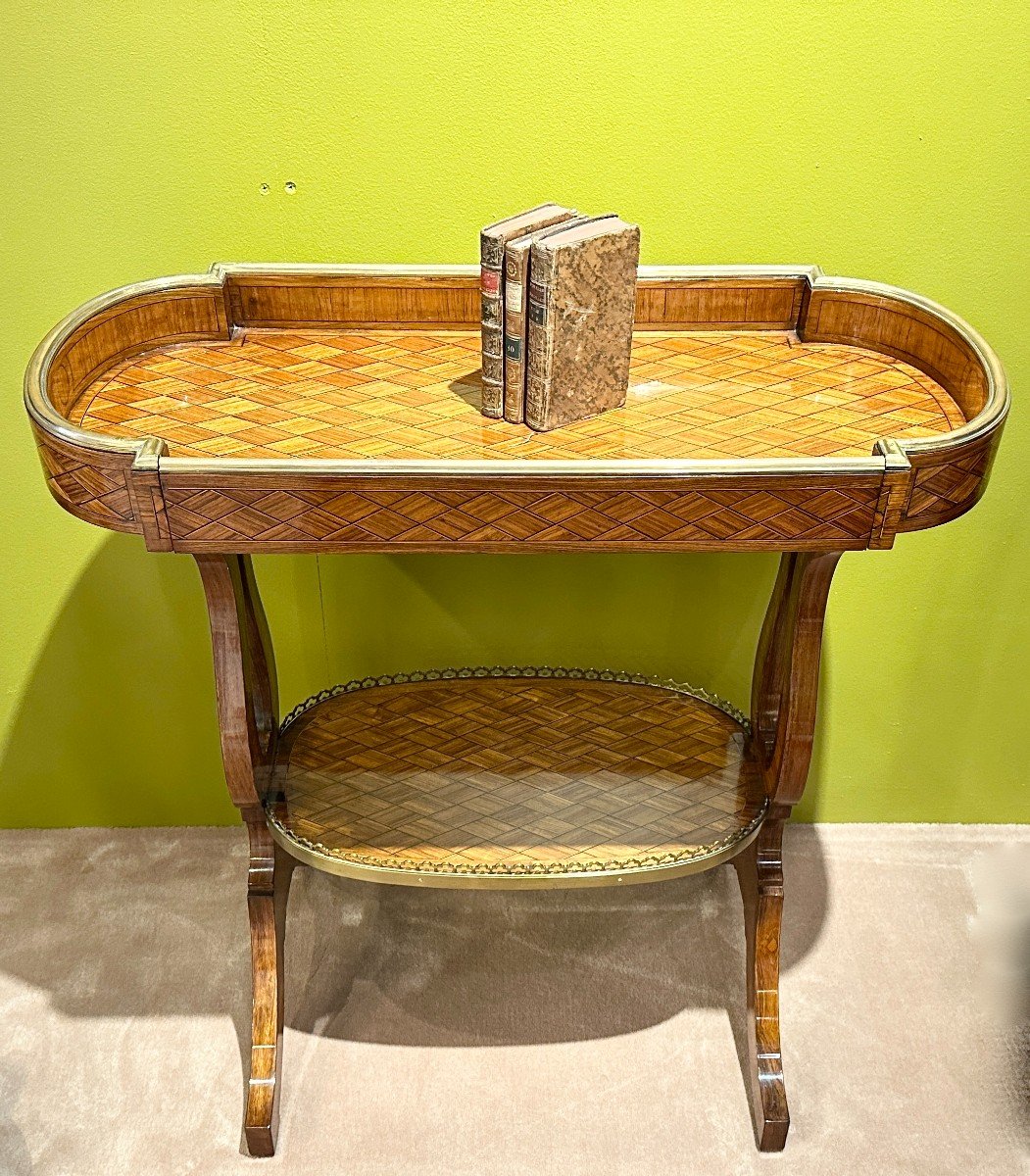 Beautiful 19th Century Trough Top Knitting Table In Rosewood Marquetry-photo-7