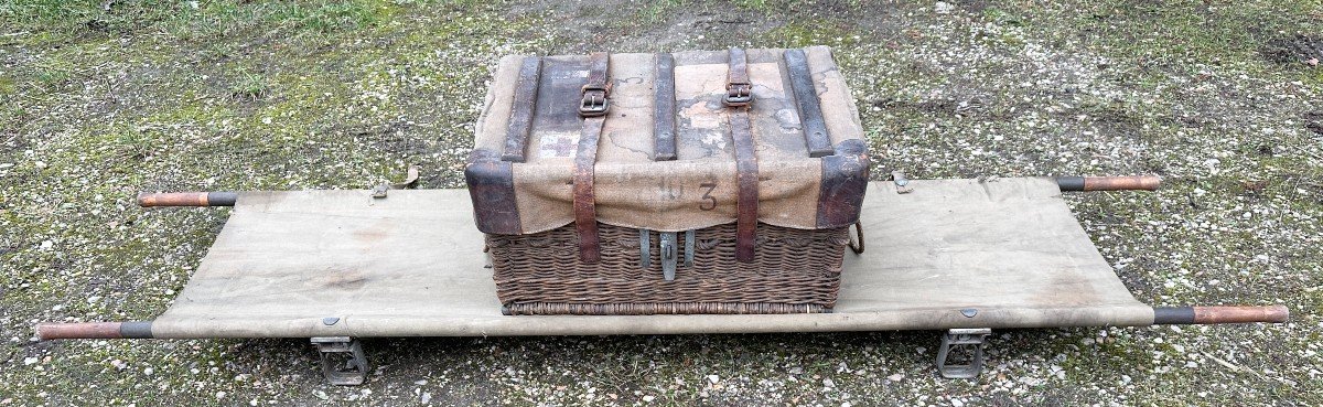 French Army Medical Trunk Ww2 By B.franck Et Fils + Stretcher Ww2 Us Army Medical Dept