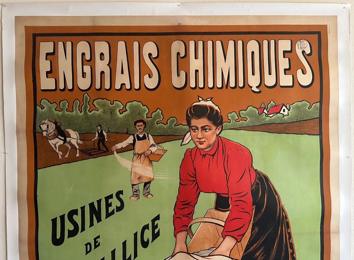 Large Old Advertising Poster Art Nouveau Period 1903 Signed By Franc Malzac Canvas-backed-photo-4