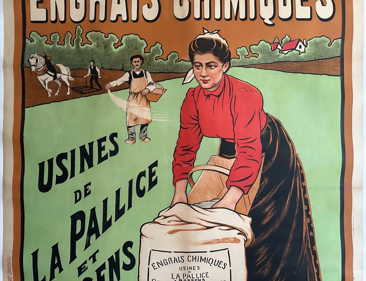 Large Old Advertising Poster Art Nouveau Period 1903 Signed By Franc Malzac Canvas-backed-photo-1