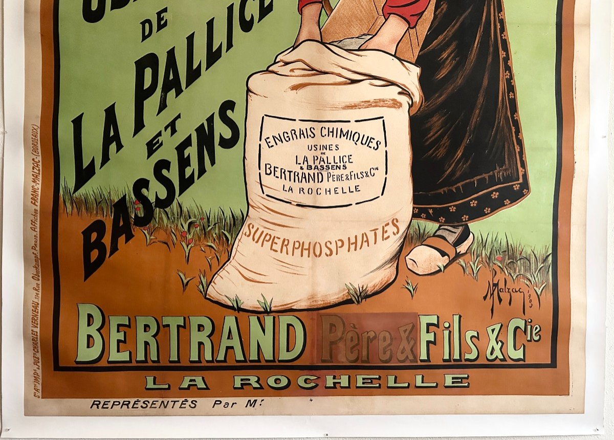 Large Old Advertising Poster Art Nouveau Period 1903 Signed By Franc Malzac Canvas-backed-photo-2