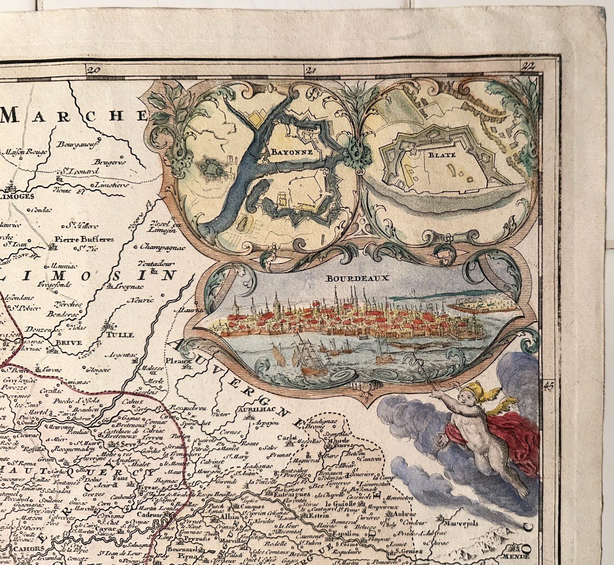 Carte d'Aquitaine Par Johann Baptist Homann Datant Des Années 1720 à Nuremberg-photo-2