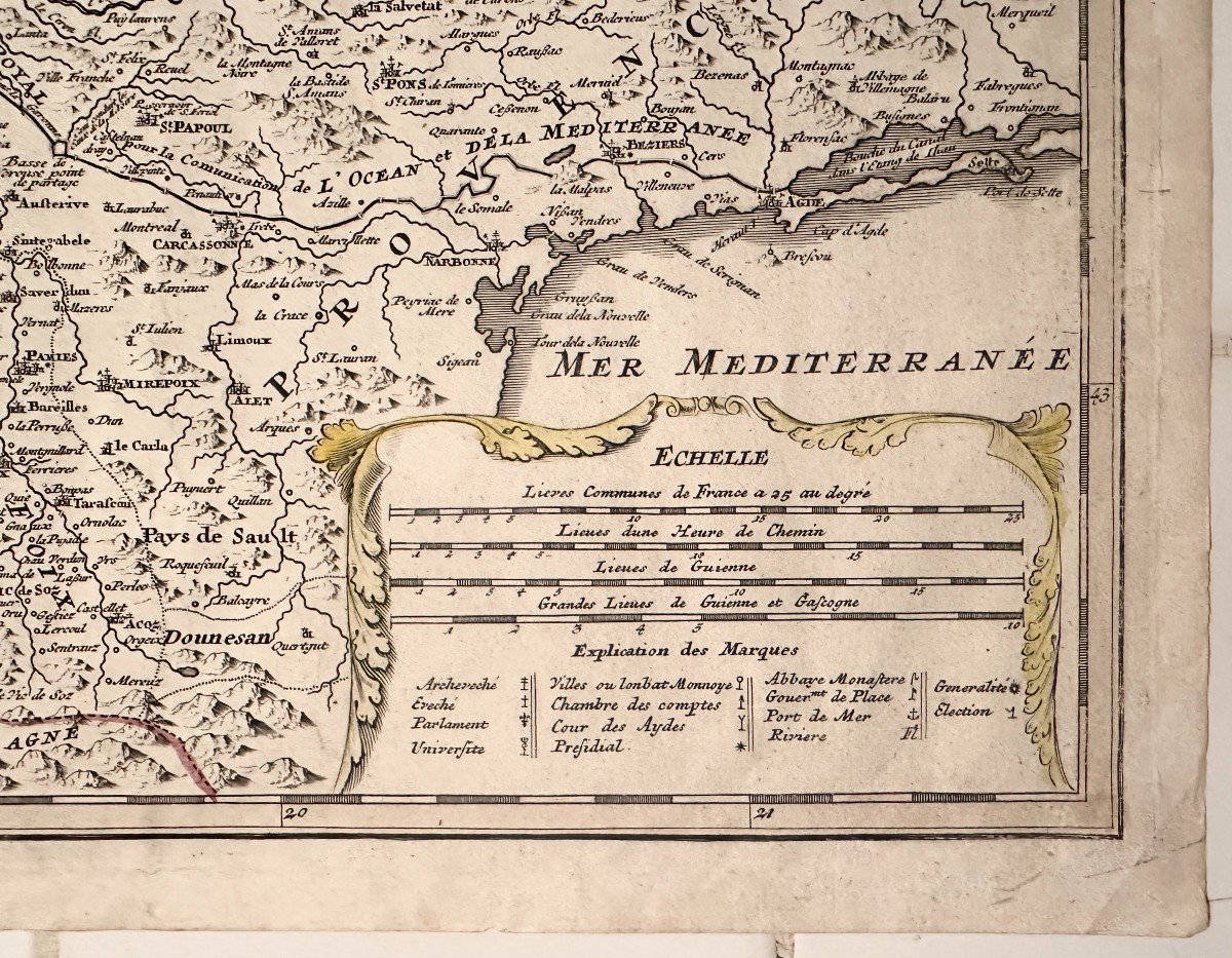 Carte d'Aquitaine Par Johann Baptist Homann Datant Des Années 1720 à Nuremberg-photo-4